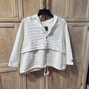 Vintage 90s blanc noir White Textured Hooded Crop Jacket/Top